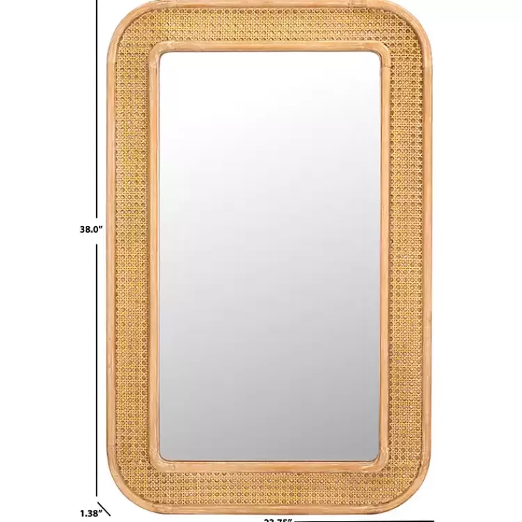 Natural Wood and Rattan Alessa Wall Mirror>Kirklands Home Flash Sale