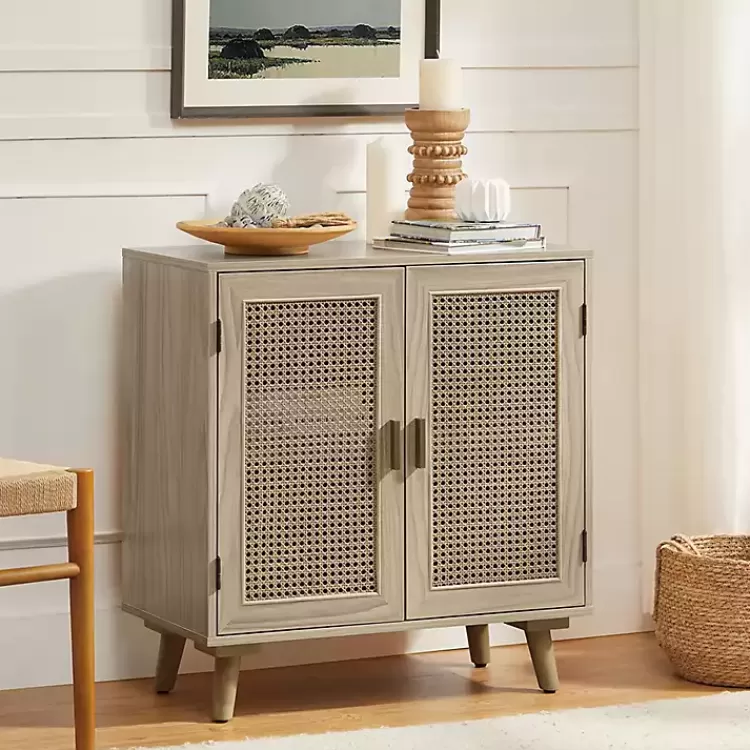 Natural Wood and Rattan Carpinteria Cabinet>Kirklands Home Store