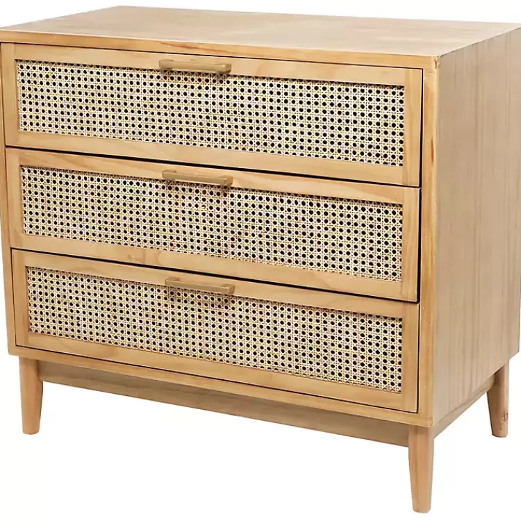 Natural Wood and Rat 3-Drawer Chest>Kirklands Home Best Sale