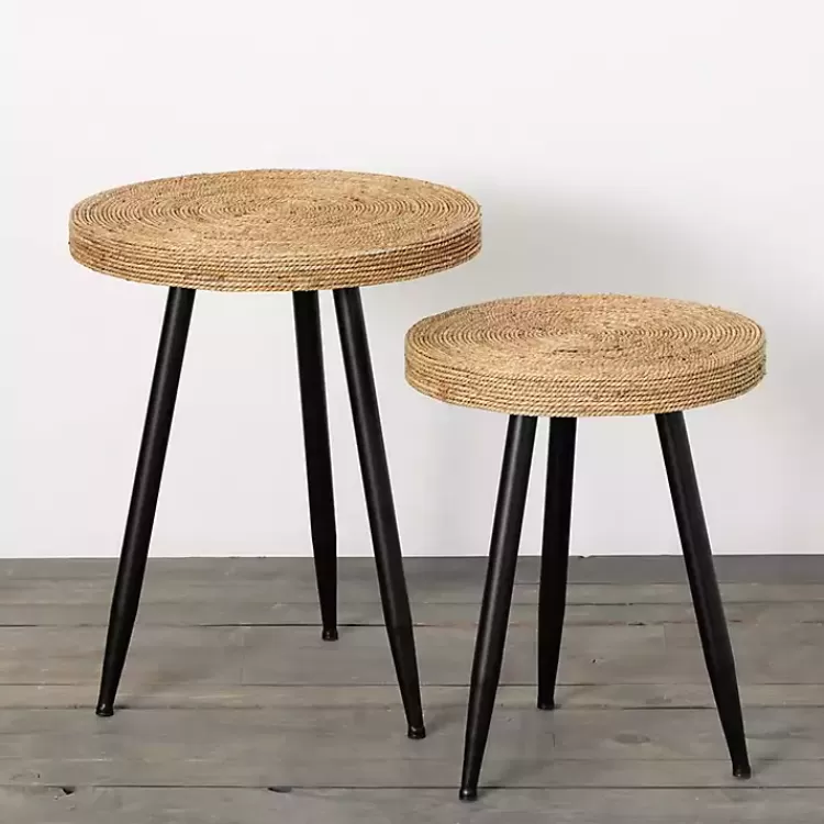 Natural Wood and Seagrass Accent Tables, Set of 2>Kirklands Home New