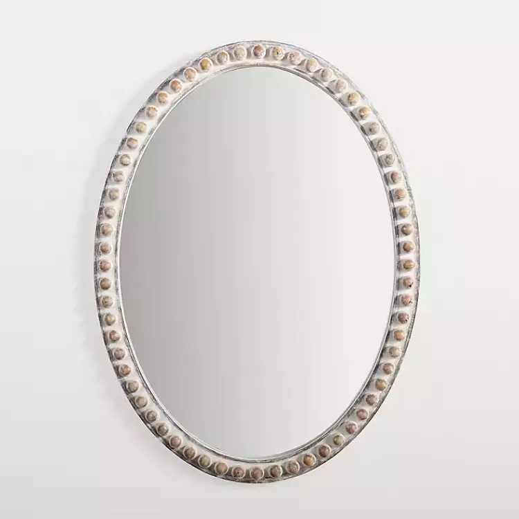 Natural Wood Beaded Oval Mirror>Kirklands Home Sale
