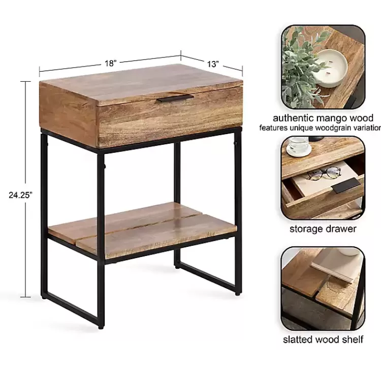 Natural Wood Metal Accent Table>Kirklands Home New