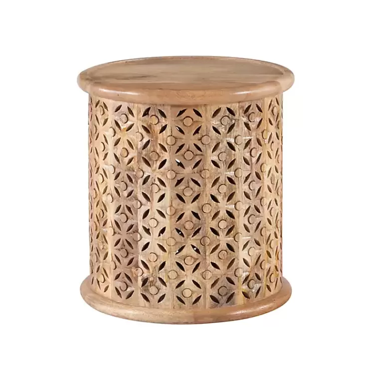 Natural Wood Carved Diamonds Accent Table>Kirklands Home Cheap