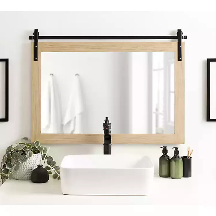 natural_wood_metal_barn_door_wall_mirror_6.webp Natural Wood Metal Barn Door Wall Mirror>Kirklands Home Clearance