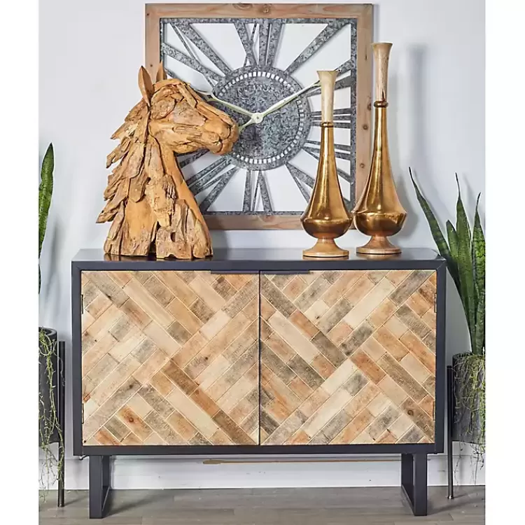 Natural Wood Mosaic Paneling Cabinet>Kirklands Home Cheap