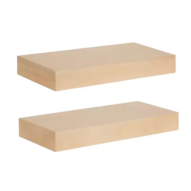 Natural Wood 2-pc. Floating Shelves, 18 in.>Kirklands Home Cheap