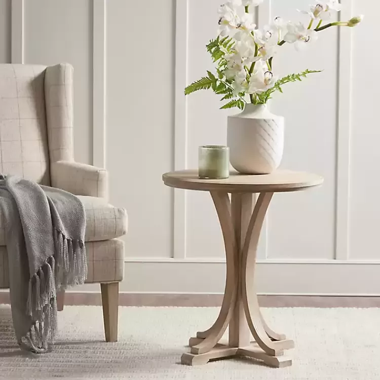 Natural Wood Pedestal Martha Stewart Accent Table>Kirklands Home Online