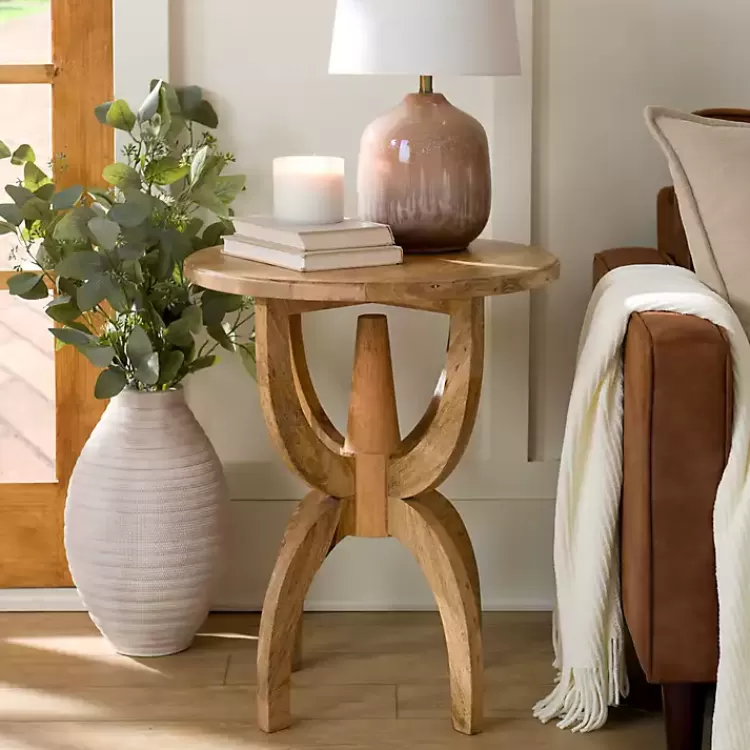 Natural Wood Round Dori Side Table>Kirklands Home New