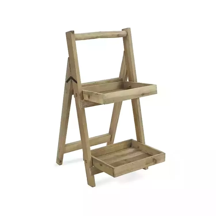 Natural Wood 2-Tier Folding Plant Stand, 30 in.>Kirklands Home Discount