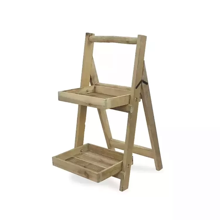 Natural Wood 2-Tier Folding Plant Stand, 30 in.>Kirklands Home Discount