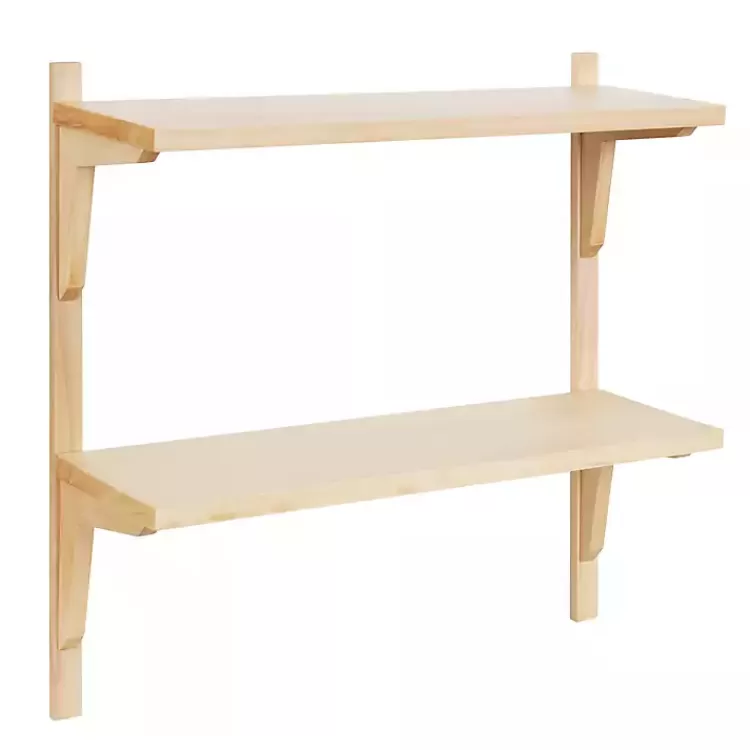 Natural Wood Traditional Two-Tiered Wall Shelf>Kirklands Home Shop