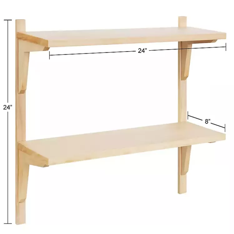 Natural Wood Traditional Two-Tiered Wall Shelf>Kirklands Home Shop