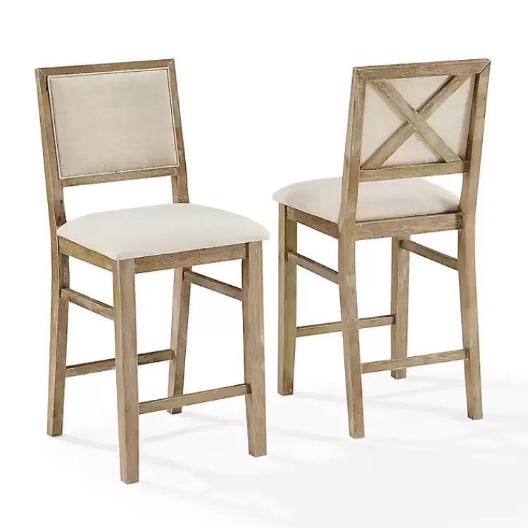 Natural Wood Upholstered Counter Stools, Set of 2>Kirklands Home Online