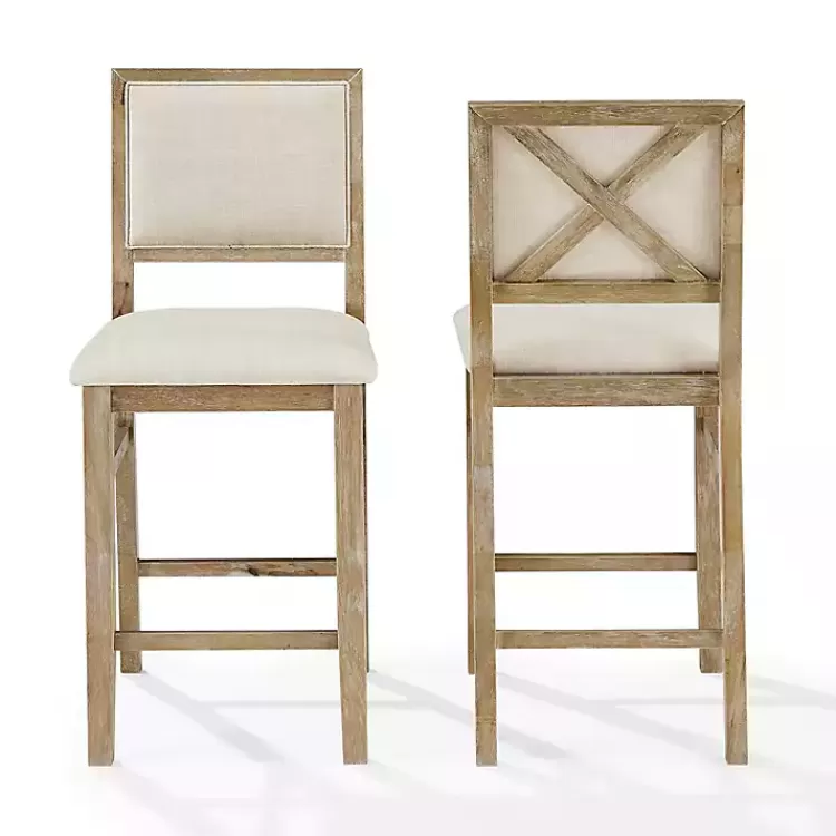 Natural Wood Upholstered Counter Stools, Set of 2>Kirklands Home Online