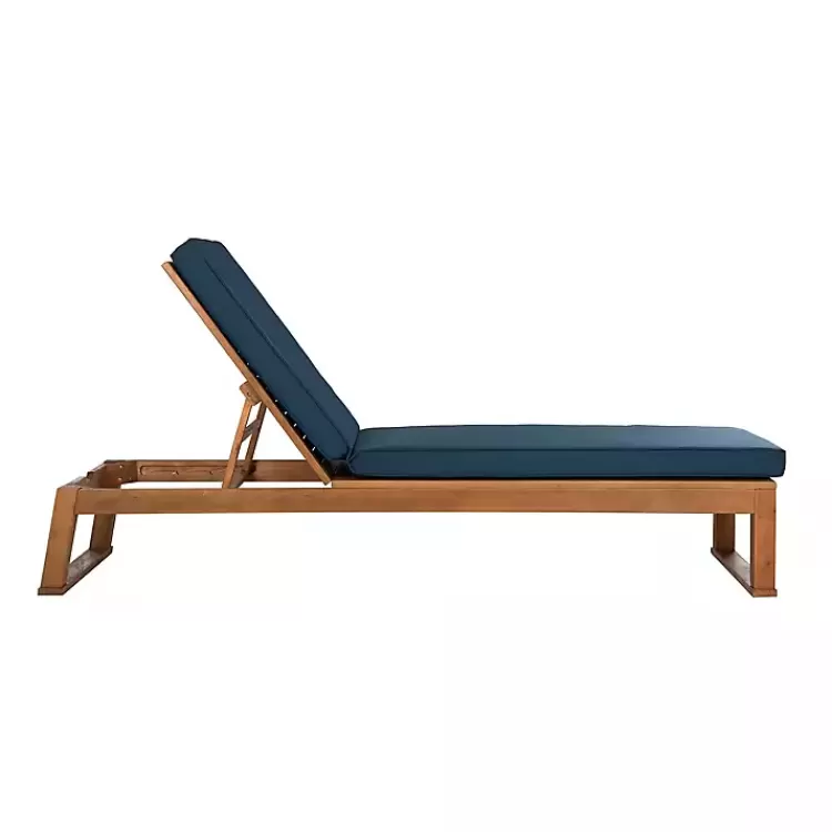 Natural Wooden Chaise with Navy Cushion>Kirklands Home Shop
