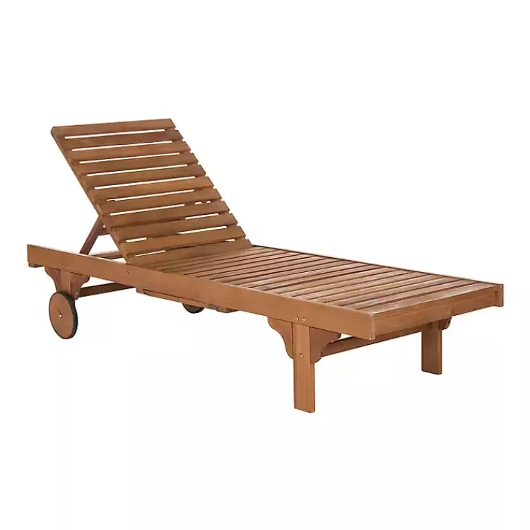Natural Wooden Chaise with Table and Navy Cushion>Kirklands Home Online