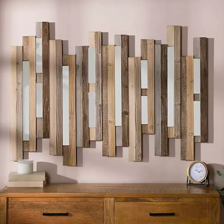 Natural Wooden Planks Mirrored Wall Plaque>Kirklands Home Store