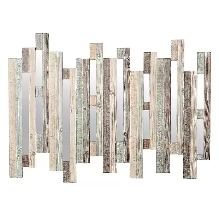 Natural Wooden Planks Mirrored Wall Plaque>Kirklands Home Store