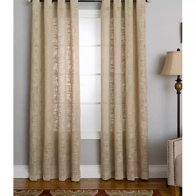 Natural Woven Single Curtain Panel, 84 in.>Kirklands Home Store