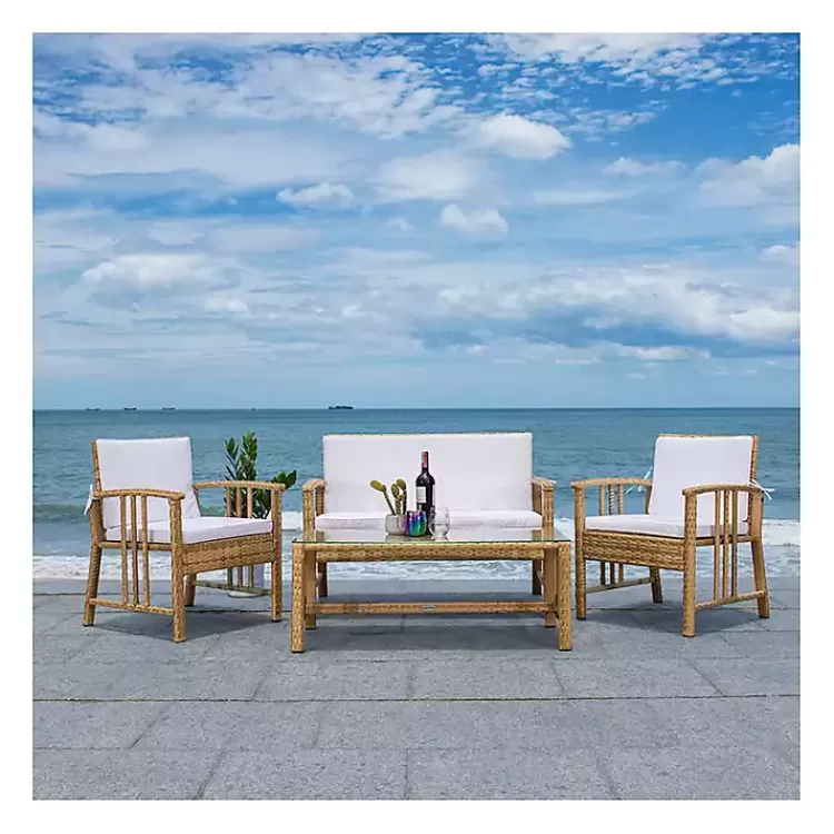 Natural Woven Wicker 4-pc. Outdoor Living Set>Kirklands Home Cheap