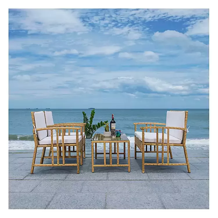 Natural Woven Wicker 4-pc. Outdoor Living Set>Kirklands Home Cheap