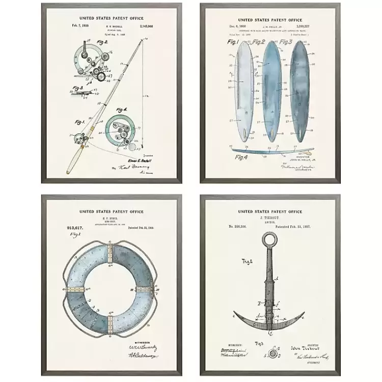 Nautical Patent Framed Art Prints, Set of 4>Kirklands Home Store