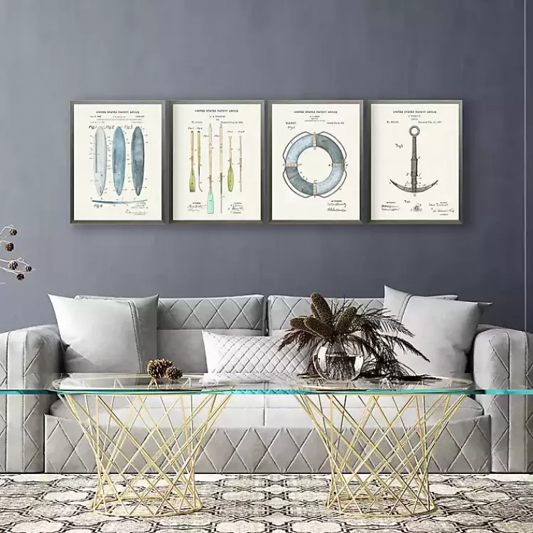 Nautical Patent Framed Art Prints, Set of 4>Kirklands Home Store