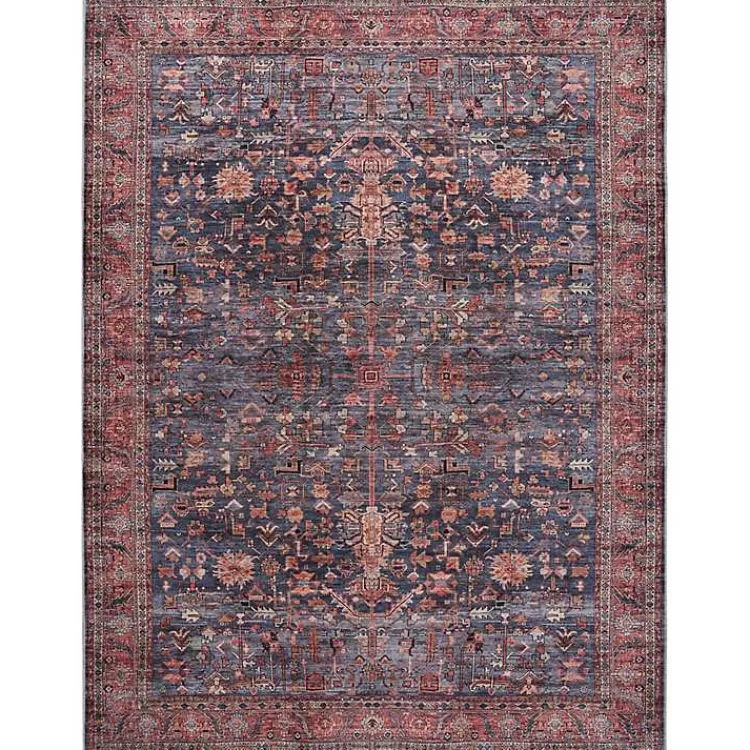 Navy & Brick Botanical Washable Area Rug, 5x7>Kirklands Home Online