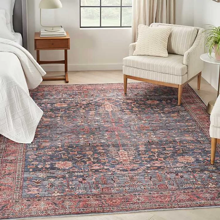 Navy & Brick Botanical Washable Area Rug, 5x7>Kirklands Home Online