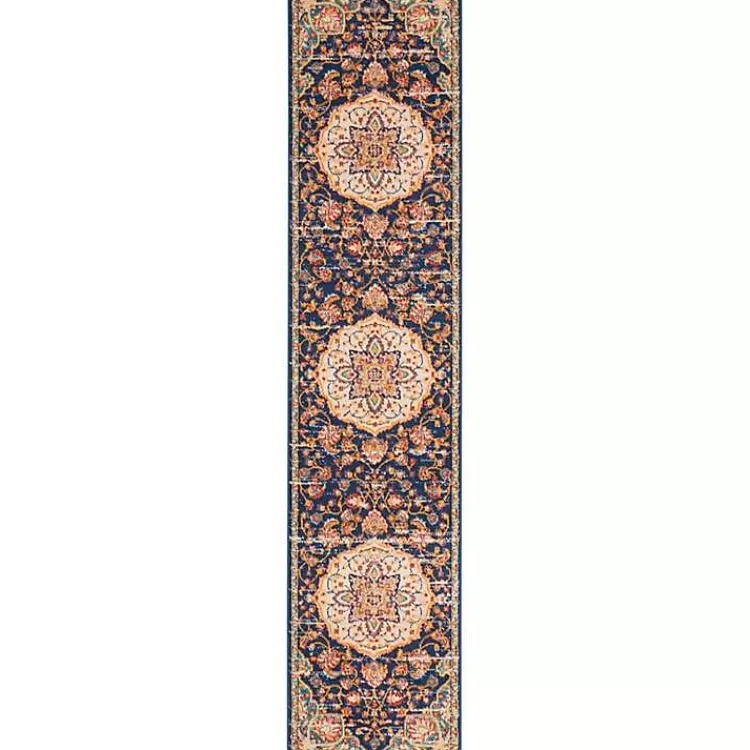 Navy & Multi Floral Medallion Runner>Kirklands Home Online
