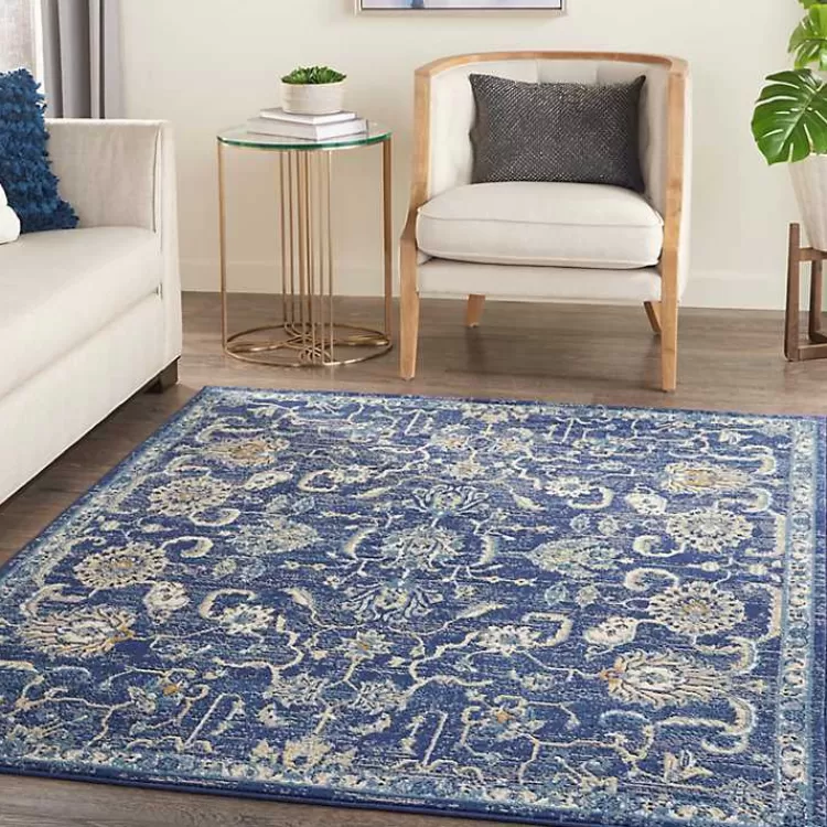 Navy and Beige Botanical Area Rug, 5x7>Kirklands Home Best