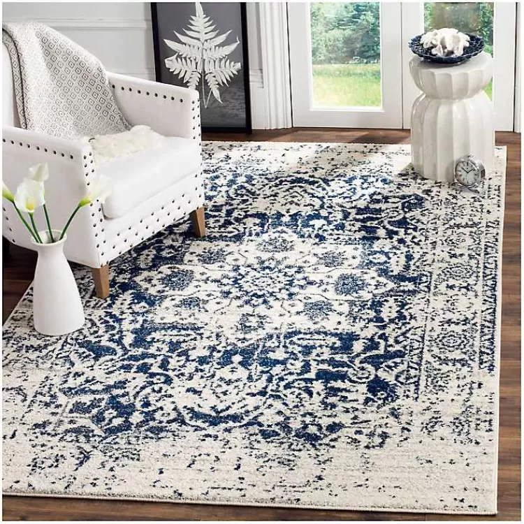 Navy and Cream Madison Distressed Area Rug, 6x9>Kirklands Home Outlet
