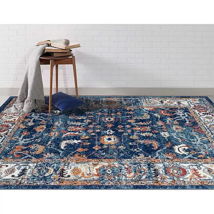 Navy and Orange Bordered Area Rug, 4x6>Kirklands Home Hot
