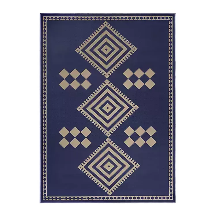Navy and Tan Kilim Washable Area Rug, 5x7>Kirklands Home Online