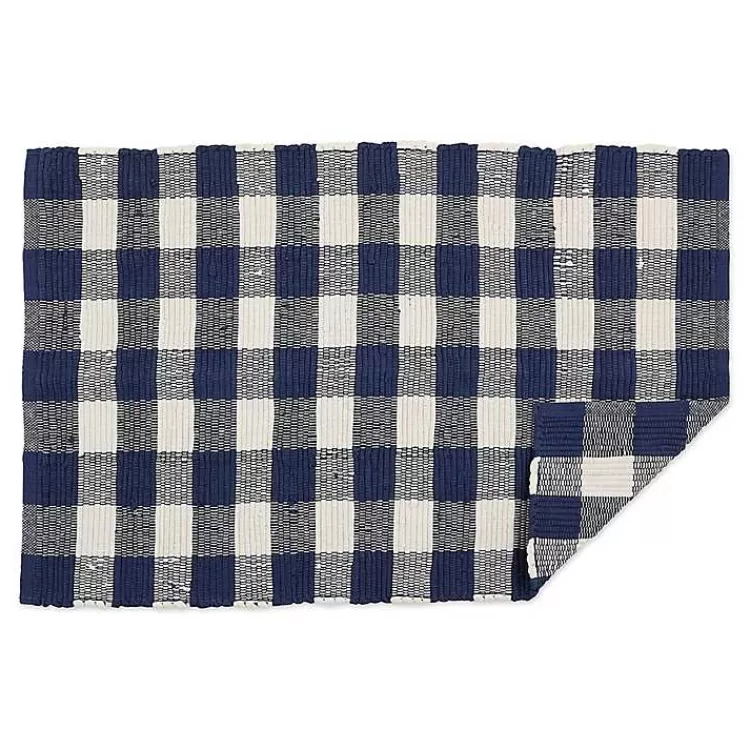 Navy and White Buffalo Check Accent Rug>Kirklands Home Hot