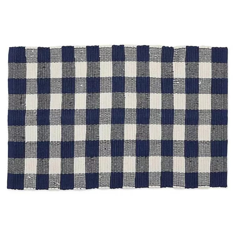 Navy and White Buffalo Check Accent Rug>Kirklands Home Hot