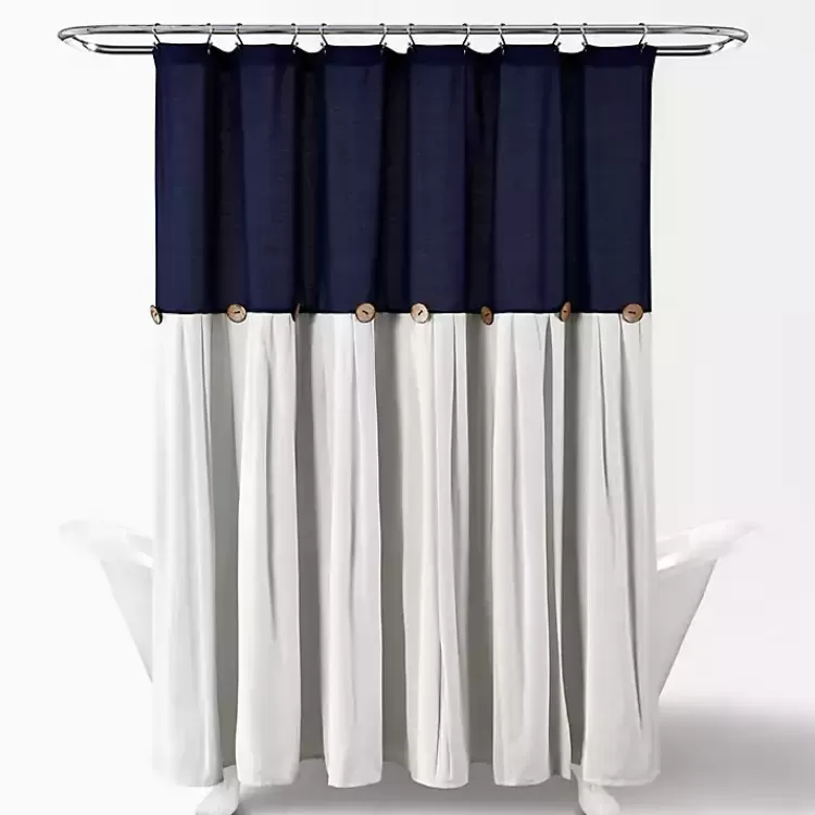 navy_and_white_button_accent_linen_shower_curtain_2.webp Navy and White Button Accent Linen Shower Curtain>Kirklands Home Fashion
