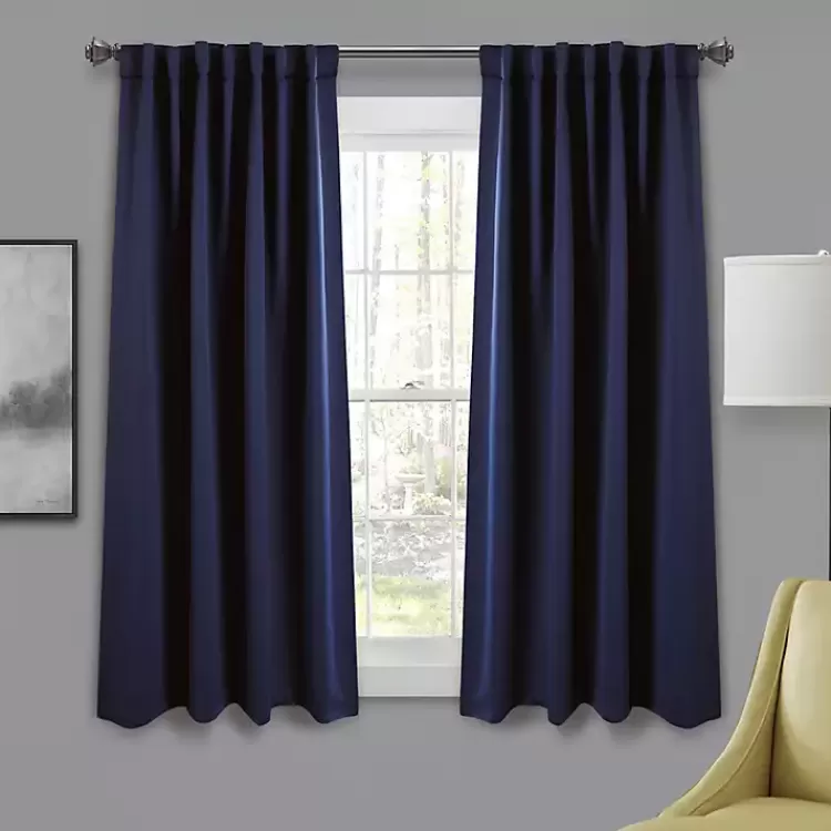 Navy Back Tab Blackout Curtain Panel Set, 63 in.>Kirklands Home Hot