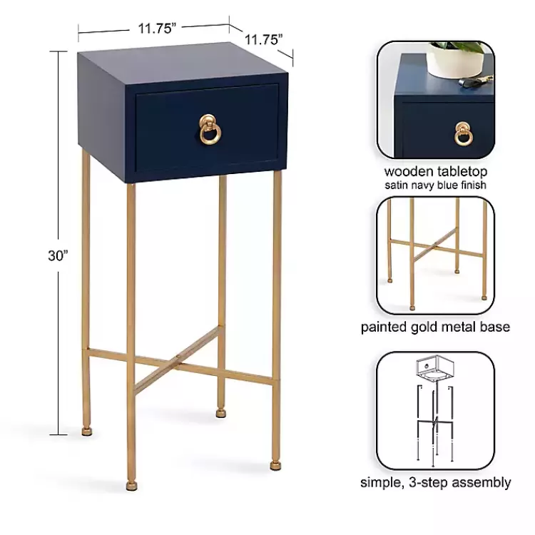 Navy and Gold Glam Accent Table>Kirklands Home Outlet