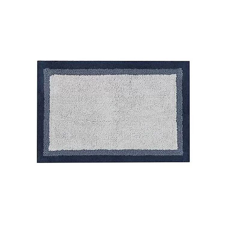 Navy Border Cotton Bath Mat, 27x45>Kirklands Home Sale