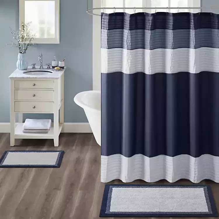 Navy Border Cotton Bath Runner>Kirklands Home Outlet