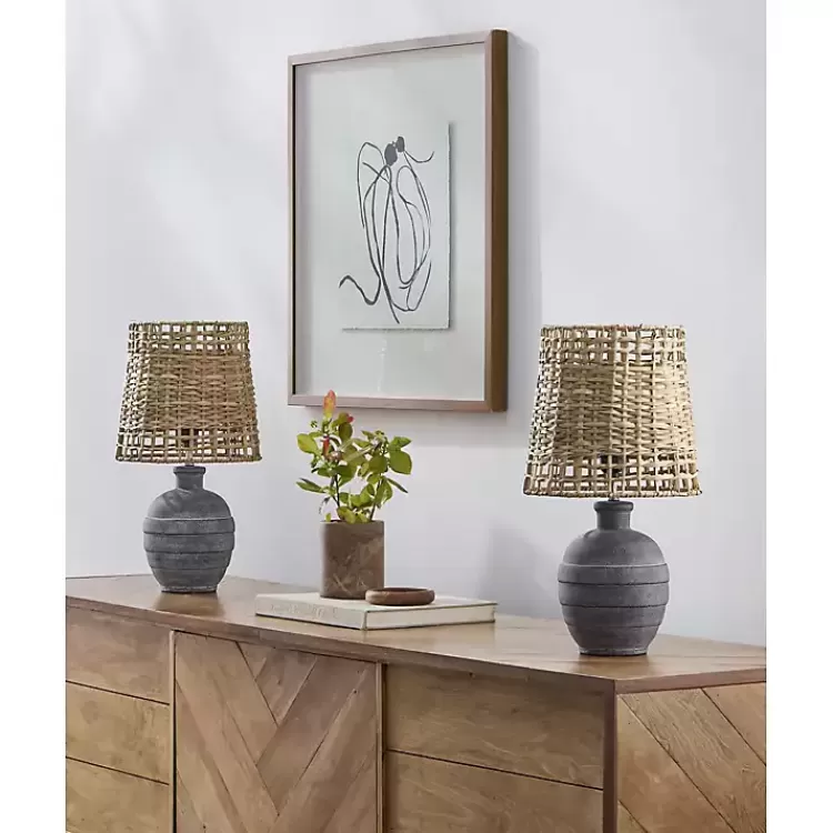 Navy Ceramic 2-pc. Lamps with Seagrass Shades>Kirklands Home Cheap