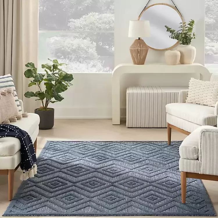 navy_blue_diamond_indooroutdoor_area_rug_x_7.webp Navy Diamond Indoor/Outdoor Area Rug, 5x7>Kirklands Home Fashion