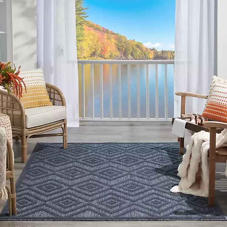 navy_blue_diamond_indooroutdoor_area_rug_x_9.webp Navy Diamond Indoor/Outdoor Area Rug, 5x7>Kirklands Home Fashion