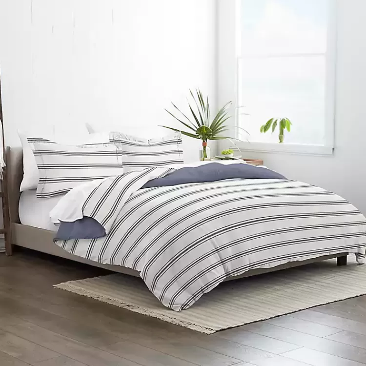 Navy Blue Echo Stripe 3-pc. Queen Duvet Cover Set>Kirklands Home Online