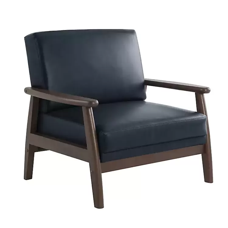 Navy Faux Leather Ambon Accent Chair>Kirklands Home New