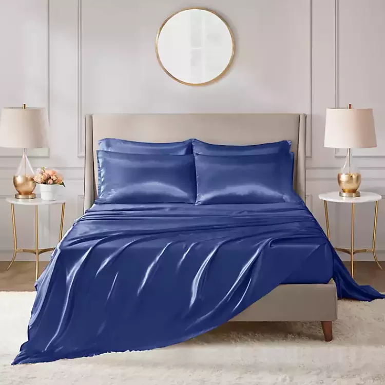 Navy Satin 6-pc. King Sheet Set>Kirklands Home Hot
