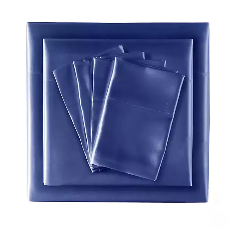 Navy Satin 6-pc. Queen Sheet Set>Kirklands Home Flash Sale