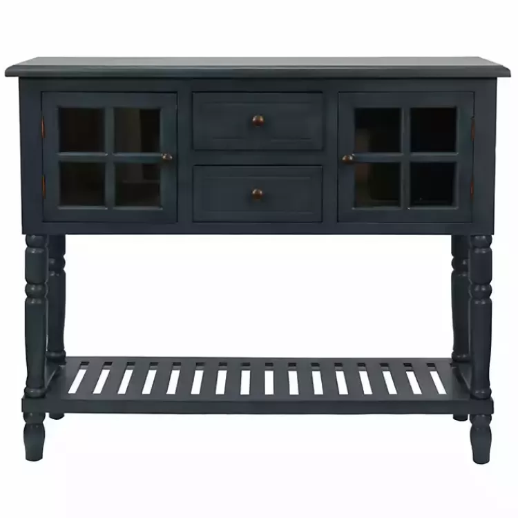 Navy Slatted Windowpane Console Table>Kirklands Home Store