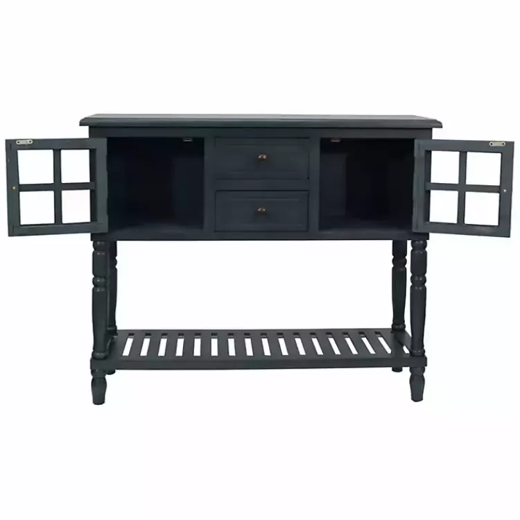 Navy Slatted Windowpane Console Table>Kirklands Home Store